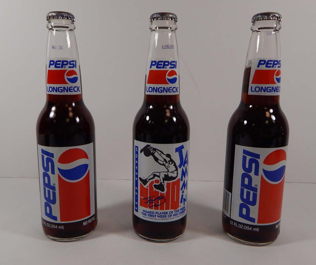 Lot of (3) 1993 Pepsi Longneck Shaquille O'Neal 12 oz Bottles ^ Full ...